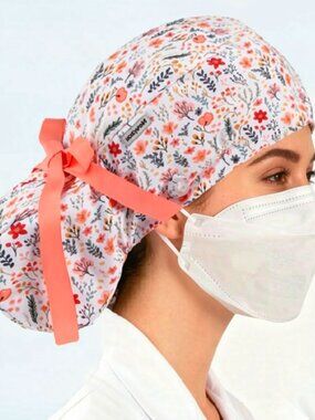 Satin-Lined Scrub Cap with Elastic Headband and Adjustable Tie